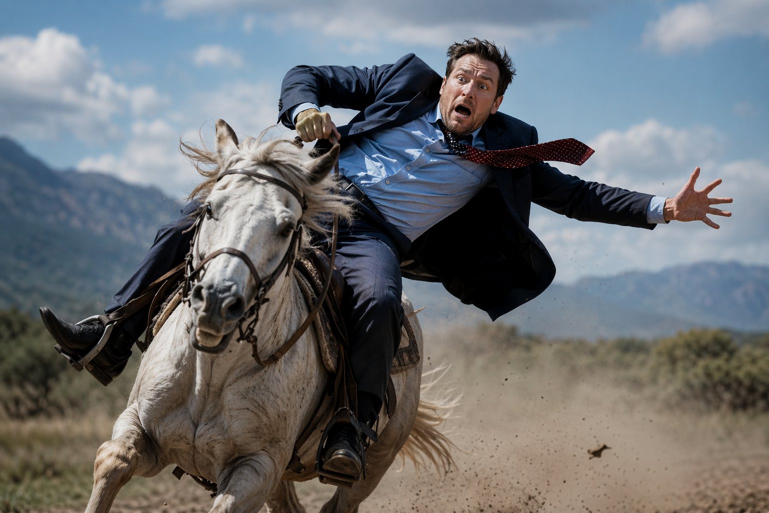 A frantic horse running in circles